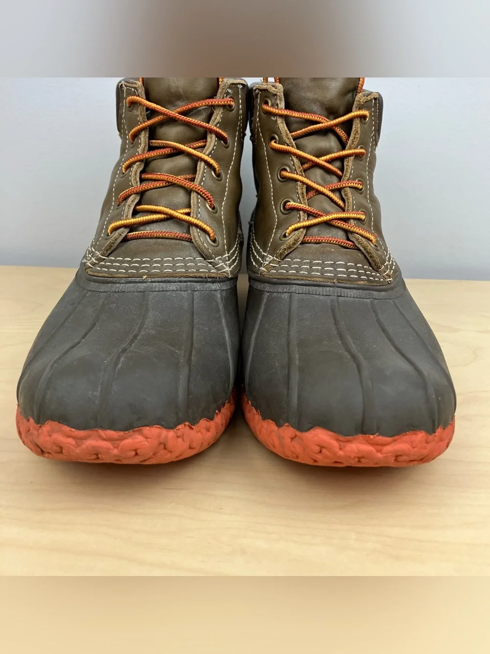 L.L. Bean Men’s Size 11.0 M Unlined 7” Duck Boots Olive Green Leather Lace Up